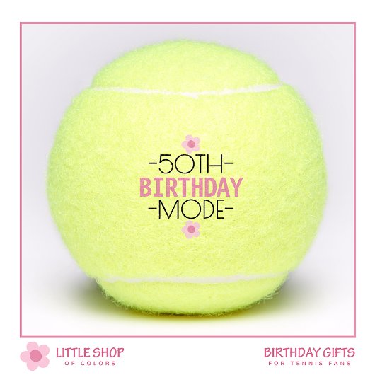 50th Birthday Mode Pink Floral Personalized Tennisballen