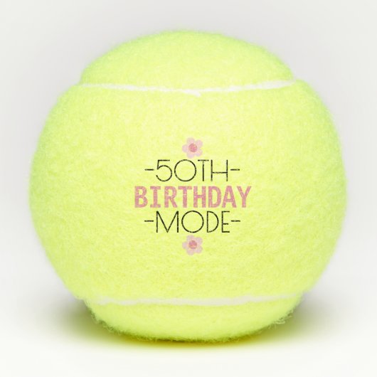 50th Birthday Mode Pink Floral Personalized Tennisballen (Voorkant)