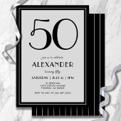 50th Birthday Modern Minimalist Mens Black Gray Kaart