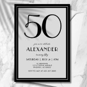 50th Birthday Modern Minimalist Mens Black Gray Kaart