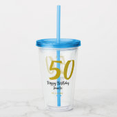 50th Birthday Naam toevoegen Datum Jaar Black sjab Acryl Drinkbeker (Voorkant)