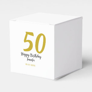 50th Birthday Naam toevoegen Datum Jaar Black sjab Bedankdoosjes