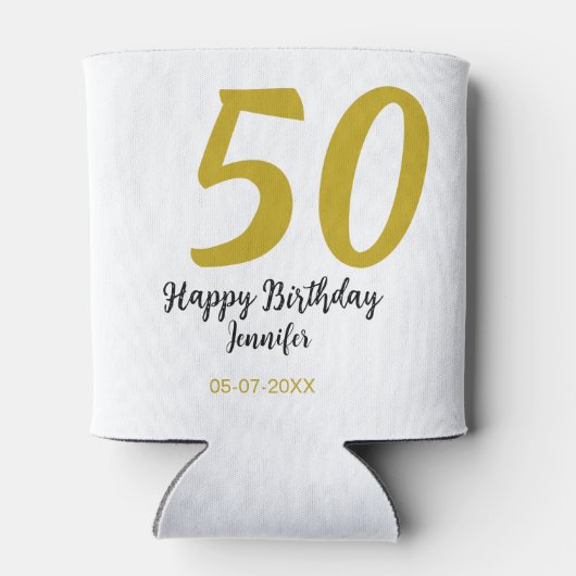 50th Birthday Naam toevoegen Datum Jaar Black sjab Blikjeskoeler (Achterkant)