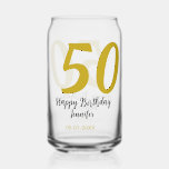 50th Birthday Naam toevoegen Datum Jaar Black sjab Blikvorm Glas<br><div class="desc">bewerkbaar ontwerp</div>
