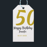 50th Birthday Naam toevoegen Datum Jaar Black sjab Cadeaulabel<br><div class="desc">bewerkbaar ontwerp</div>