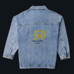 50th Birthday Naam toevoegen Datum Jaar Black sjab Denim Jacket<br><div class="desc">bewerkbaar ontwerp</div>
