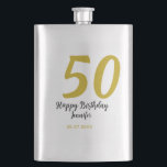 50th Birthday Naam toevoegen Datum Jaar Black sjab Flacon<br><div class="desc">bewerkbaar ontwerp</div>