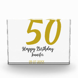 50th Birthday Naam toevoegen Datum Jaar Black sjab Fotoblokken