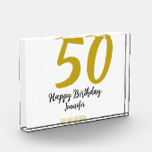50th Birthday Naam toevoegen Datum Jaar Black sjab Fotoblokken (Links)