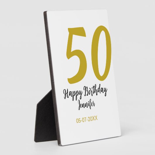 50th Birthday Naam toevoegen Datum Jaar Black sjab Fotoplaat (Zijkant)