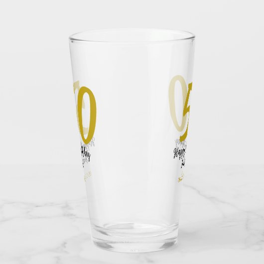 50th Birthday Naam toevoegen Datum Jaar Black sjab Glas (Links)