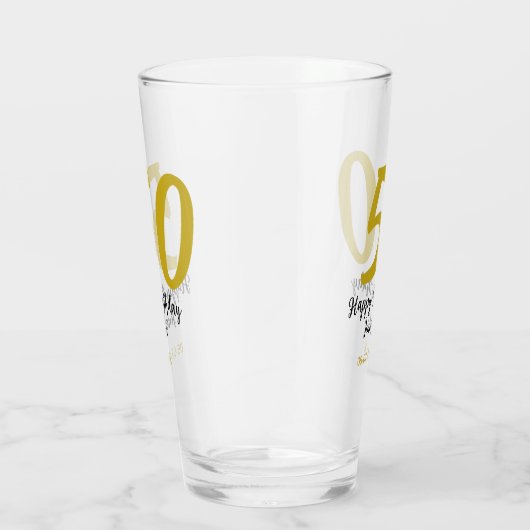 50th Birthday Naam toevoegen Datum Jaar Black sjab Glas (Rechts)