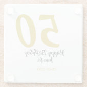 50th Birthday Naam toevoegen Datum Jaar Black sjab Glazen Onderzetter (Achterkant)