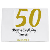 50th Birthday Naam toevoegen Datum Jaar Black sjab Groot Cadeauzakje (Voorkant)