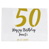 50th Birthday Naam toevoegen Datum Jaar Black sjab Groot Cadeauzakje (Achterkant)