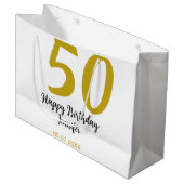 50th Birthday Naam toevoegen Datum Jaar Black sjab Groot Cadeauzakje (Voorkant Gekanteld)
