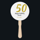 50th Birthday Naam toevoegen Datum Jaar Black sjab Handwaaier<br><div class="desc">bewerkbaar ontwerp</div>