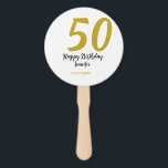 50th Birthday Naam toevoegen Datum Jaar Black sjab Handwaaier<br><div class="desc">bewerkbaar ontwerp</div>