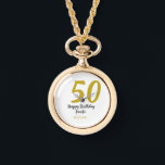 50th Birthday Naam toevoegen Datum Jaar Black sjab Horloge<br><div class="desc">bewerkbaar ontwerp</div>