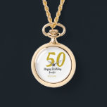 50th Birthday Naam toevoegen Datum Jaar Black sjab Horloge<br><div class="desc">bewerkbaar ontwerp</div>