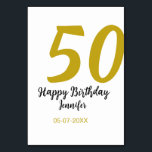 50th Birthday Naam toevoegen Datum Jaar Black sjab Kaart<br><div class="desc">bewerkbaar ontwerp</div>