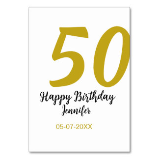 50th Birthday Naam toevoegen Datum Jaar Black sjab Kaart