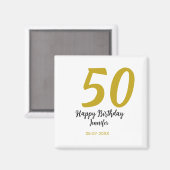 50th Birthday Naam toevoegen Datum Jaar Black sjab Magneet (Voorkant / Achterkant)