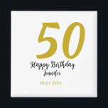50th Birthday Naam toevoegen Datum Jaar Black sjab Magneet<br><div class="desc">bewerkbaar ontwerp</div>