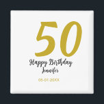 50th Birthday Naam toevoegen Datum Jaar Black sjab Magneet<br><div class="desc">bewerkbaar ontwerp</div>