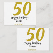 50th Birthday Naam toevoegen Datum Jaar Black sjab Notitiekaartje (Voorkant / Achterkant)