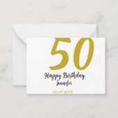 50th Birthday Naam toevoegen Datum Jaar Black sjab Notitiekaartje (Achterkant)