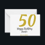 50th Birthday Naam toevoegen Datum Jaar Black sjab Notitiekaartje<br><div class="desc">bewerkbaar ontwerp</div>