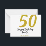 50th Birthday Naam toevoegen Datum Jaar Black sjab Notitiekaartje<br><div class="desc">bewerkbaar ontwerp</div>