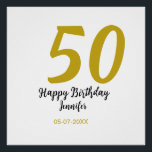 50th Birthday Naam toevoegen Datum Jaar Black sjab Perfect Poster<br><div class="desc">bewerkbaar ontwerp</div>