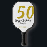 50th Birthday Naam toevoegen Datum Jaar Black sjab Pickleball Paddle<br><div class="desc">bewerkbaar ontwerp</div>