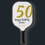 50th Birthday Naam toevoegen Datum Jaar Black sjab Pickleball Paddle<br><div class="desc">bewerkbaar ontwerp</div>