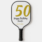 50th Birthday Naam toevoegen Datum Jaar Black sjab Pickleball Paddle (Achterkant)