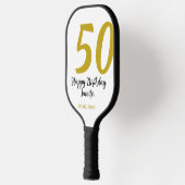 50th Birthday Naam toevoegen Datum Jaar Black sjab Pickleball Paddle (Links)