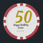 50th Birthday Naam toevoegen Datum Jaar Black sjab Poker Chips<br><div class="desc">bewerkbaar ontwerp</div>