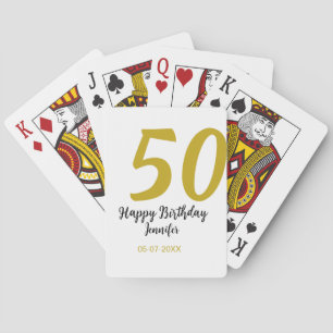 50th Birthday Naam toevoegen Datum Jaar Black sjab Pokerkaarten