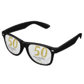50th Birthday Naam toevoegen Datum Jaar Black sjab Retro Zonnebril (Gekanteld)
