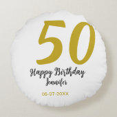 50th Birthday Naam toevoegen Datum Jaar Black sjab Rond Kussen (Achterkant)