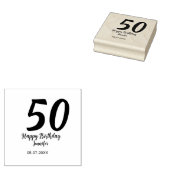 50th Birthday Naam toevoegen Datum Jaar Black sjab Rubberstempel (Gestempeld)