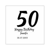 50th Birthday Naam toevoegen Datum Jaar Black sjab Rubberstempel (Afrduk)