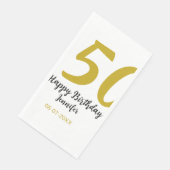 50th Birthday Naam toevoegen Datum Jaar Black sjab Servet (Hoek)