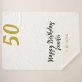50th Birthday Naam toevoegen Datum Jaar Black sjab Sherpa Deken (Voorkant (horizontaal))