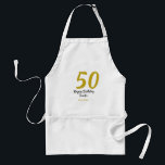 50th Birthday Naam toevoegen Datum Jaar Black sjab Standaard Schort<br><div class="desc">bewerkbaar ontwerp</div>