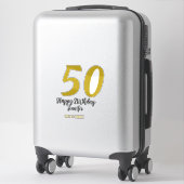 50th Birthday Naam toevoegen Datum Jaar Black sjab Sticker (Koffer)
