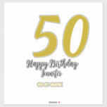 50th Birthday Naam toevoegen Datum Jaar Black sjab Sticker<br><div class="desc">bewerkbaar ontwerp</div>
