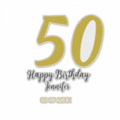 50th Birthday Naam toevoegen Datum Jaar Black sjab Sticker (Voorkant)